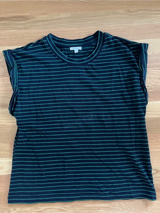 pistola Tops - pistola Navy and Green Striped Short Sleeve Tee